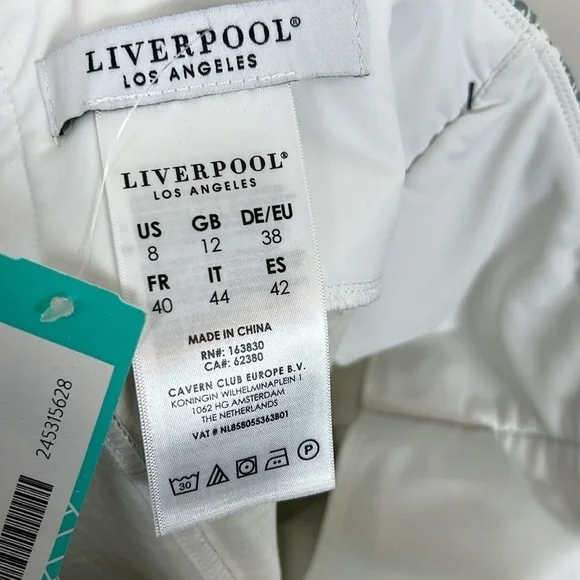 NWT Liverpool Bia Knit Pencil Skirt Herringbone Plaid Blue Gray White 8 - Picture 8 of 11